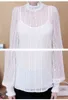 Мода женщина блузки с длинным рукавом блузка женщины топы женские водолазки полые кружевные блузки рубашки женские одежды Blusas C945 210426
