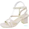 Dress Shoes Female Sandal Black For Women Med Block Heels 2021 Summer Square Toe Girls Beige Medium Chunky Clear Fashion High Comfort