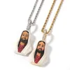 Hip Hop Jesus Halskette Anhänger Silber vergoldet mit Tenniskette Iced Out Kubikzircon Herrenschmuck Geschenk291R