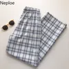 Neploe Plaid Casual Sweatpants Women Summer Elastic High Waist Loose Wide Leg Pant Femme Korean Harajuku Fashion Trousers 4i306 210422