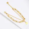 Bracelets de charme Pulseira de cadeia de clipes de papel de moda para mulheres delicadas meninas colorido de ouro de aço inoxidável link de jóias de duas camadas de duas camadas