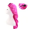 Kobiety Długo Długięce Elastyczna Satin Bonnet Sleeping Cap Z Przyciskiem Składany Oddychający Turban Sen Headwear