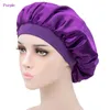 Femmes fille couleur unie Satin Bonnet chapeau de nuit casquettes de sommeil couvre-chef de bain soins des cheveux bonnet élastique