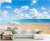壁紙注文PO壁画3D壁紙美しいハワイアン砂のビーチの波の風景ルームロールの壁3 d