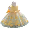 Citgeett Sommarbarn Baby Girl Ärmlös Klänning Bow Flower Lace Broderi Princess Kostym Kläder G1129