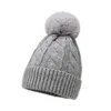 Beanie/Skull Caps Women Winter Hat Thicked Plush Inside Knitted Beanie With Pom-poms Female Warm Ski Outdoor Flanging Twist For Woman