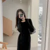 Automne et hiver Polyvalent Style de longueur moyenne robe en laine cardigan femme Robe Slim Frenulum Jersey 210506