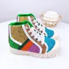 Детские дизайнерские повседневные кроссовки Tiger Childrens Tennis 77 Sneaker Girls Boys Tiger Tiger Flower Print Ivory Canvas льня