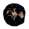 African Women Satin Silky Bonnet Fungus Frilled Edges Nightcap Head Wrap Större dubbelskikt Round Cap Chemo Caps