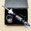 Mini Nector Collector Kit 10 mm 14 mm Nectors Collectors Dab Straw Oil Rigs NC Kits grün blau klar mit Titanspitze Straw Clip Box