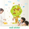 직접 판매 욕실 AdeSivos 포스터 어린이 객실 장식 이동식 나무 스티커 유치원 교실 레이아웃 원숭이 210420