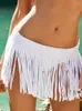 Women Beach Wear Sexy Tassels Fringe Elastic Mini Skirt Waist Crochet Wrap Bikini Cover Up Bathing Suit Women's Swimwear