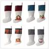 Sublimering Plaid Christmas Stocking Linne Vit godisstrumpor Santa Claus Presentväska Xmas Tree Oranment Festival leveranser för barn