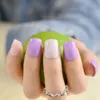 FALSE NAILS SHORT FLAT FAKEL PURPLE LJUS PINK CANDY NAILE TIPS mjuk full täckning DIY SALON -produkt för Lady 24 st Z825 Prud22