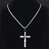 Pendant Necklaces 2021 Stainless Steel Catholicism Jesus Cross Necklace Silver Color Big Long Chain Jewelry Collier Croix N9523S02