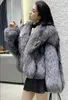 Women's Fur & Faux Female Man-Made Coat Short Jackets V-Neck Casual Winter Overcoats Women Fashion Outwears