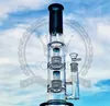 Bong Triple Dome hookah Birdcage Shower Percolater WaterPipe bowls Double Matrix Showerhead Percolator Klein Recycler vidrio rosa Tuberías de agua