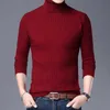 Suéter de cuello alto Jacquard de otoño e invierno para hombre, suéter grueso y cálido informal a la moda, ropa de marca para hombre 210813