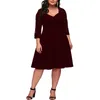 Summer dress 2021 Women's Sexy V-Neck Lace 3/4 Sleeve Fashion Slim Fat Girly Plus Size Women's Dress vestido de mujer Y1006