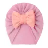 2021 Newborn Baby Stuff Accessories Baby Girl Hat With Bow Knot Infant Beanie Solid Big Bowknot Cap Elastic Baby Turban Hats