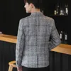 Marke Frühling Plaid Männer Blazer Mode Lässig Anzug Jacke Hochzeit Business Kleid Mantel Straße Tragen Soziale Jacke Blazer Masculino 210527