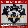 Body de moto pour Yamaha YZF R 1 1000 CC YZF-R1 YZF-1000 00-03 Bodywork 90NO.38 1000CC YZF R1 YZFR1 02 03 00 01 YZF1000 2002 2003 2001 Kit de carénage OEM argenté Blk
