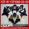 ヤマハYZF R 1 1000 CC YZF-R1 YZF-1000 00-03ボディワーク90NO.102 1000cc YZF R1 YZFR1 02 03 00 01 YZF1000 2002 2001 2000 2000 2000 2001 OEMフェアリングキットブラックブルーBLK