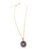 Fashion geometric Natural Stone necklaces gold plated peace buckle Pink Quartz Amethyst Necklaces for women jewelry