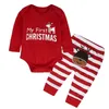 Cervos de Natal infantil bebê meninos meninas manga longa top + faixa calças de roupas conjuntos de roupas de outono crianças crianças ternos 210521