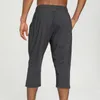 Män beskurna byxor Gym Snabbtork Sporter 7 Poäng Pant Prints Training Fitness 3/4 Byxor Zipper Pocket Jogger Sweatpant