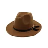 Chapeau en feutre unisexe à la mode classique, casquette melon en laine, Cloche Cowboy Fedora à bord, Sombrero HF114 large Delm22
