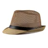 Vintage unisex largamente borda fedora jazz boné com fivela de couro falso fivela ajustável proteção solar praia outdoor sunhat