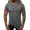 Sommar Mäns Hooded T-shirt Casual Slim Short Sleeve T Shirt Män Plus Storlek 3XL Solida Män Kläder Streetwear Tee Homme 210716