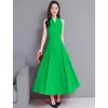 Vestido de verão mulheres vermelhas verdes preto s-3xl plus size tornozelo-comprimento es 19 moda coreana v pescoço magro branco maxi lr250 210531