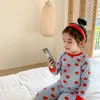 Herfst Jongens Meisjes Katoen Schattig Apple Gedrukt Pyjama Sets Mode Kinderen Lange Mouwen Casual T-shirt en Broek 2 Stuk Sets HomeEwear 210615