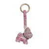 Cristal de luxe bouledogue français porte-clés lanière pleine strass bracelet en cuir chien porte-clés femmes sac breloques hommes voiture porte-clés