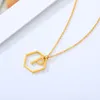 Designer Necklace Luxury Jewelry Hollow Hexagon Initial for Women Stainless Steel Gold Chain A-Z Letter Alphabet Pendants Female Gifts