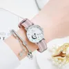 Modeklocka f￶r kvinnor armband set casual canvas rem damer klockor m￥nstj￤rnor m￶nster kvarts armbandsur kvinnlig presentklocka233k