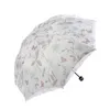 Paraguas Folding Flower Guarda-chuva Chuva Mulheres Três Dobrável Presente Parasol Guarda-chuva Feminino Chuva Ferramentas Único Guarda-chuva Parasol