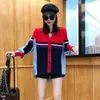 patchwork knitted tops women's spring V-neck loose single breasted long sleeve irregular shirt female 5C266 210427