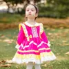 Bebé menina manga comprida vintage espanhol turco bola vestido crianças outono inverno rosa vermelho lolita princesa vestido para criança meninas 210615