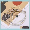 Gioielli con perline Fili di perline 4 pezzi/set Boutique artigianale Moda multistrato Perline di pietra di cristallo Bracciali in filo Braccialetti Mini Morbillo Boho