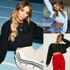 Kvinnors Tröjor Strhetskläder Kvinnor Mode Casual Långärmad Solid Loose Sweatshirt Jumper Crop Top Pullovers