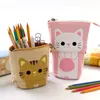 Cute Pencil Case Storage Standing Pen Holder Telescopic Makeup Pouch Pop Up Cosmetics Bag Stationery Office Organizer Box For LLD10330
