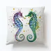 Soft Super Linen Pillow Case Private Rectangular Seahorse Turtle Fish Lovely Animal Sofa Cushion