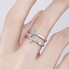 Double Jezus Cross Ring Band Vinger Diamond Open Verstelbare Manchet Hollow Stacking Ringen Chunky Dames Paar Loop Mode-sieraden Gift Will and Sandy