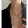 Chains Korea Fashion Trend Personality Zircon Geometric Necklace For Women Double Temperament Dangle Clavicle Chain Jewelry