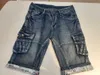 Jeans män korta byxor sommar casual streetwear mens kläder hip hop pocket skinny denim jean byxa shorts blå 210723