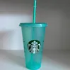 Starbucks Mermaid tanrıça 24 oz / 710 ml Tumblers Soğuk Değişim Saman Rüya Taşınabilir Kullanımlık Çevre Plastik Glitter Renk Değiştirme Flaş Fincan Ücretsiz DHL