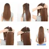 Perruques synthétiques Manwei Long Clip droit en une seule pièce cheveux 5 clips faux blond brun noir pièces pour femmes